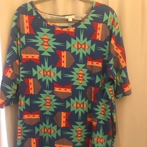 Blue Aztec Print Lularoe Irma Top